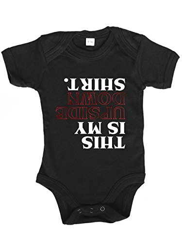 clothinx Baby Body Unisex My Upside Down Shirt Schwarz Gr. 62-68 von clothinx