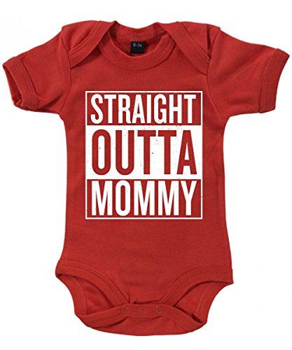 clothinx Baby Body Unisex Straight Outta Mommy Rot Gr. 50-56 von clothinx