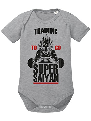 clothinx Baby Body Unisex Training to go Super Saiyan Sports Grey Gr. 50-56 von clothinx