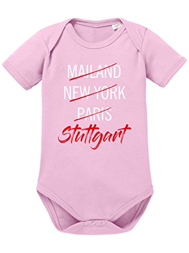 clothinx Baby Body Unisex Weltstadt Stuttgart Hellrosa/Weiß Gr. 74-80 von clothinx