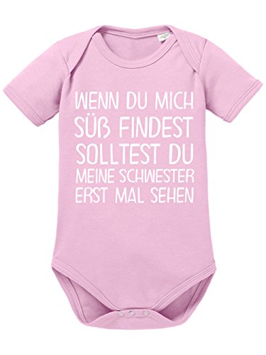 clothinx Baby Body Unisex Wenn Du mich Süß findest solltest du erst mal meine Schwester sehen Hellrosa/Weiß Gr. 62-68 von clothinx