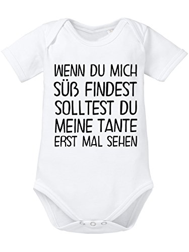 clothinx Baby Body Unisex Wenn Du mich Süß findest solltest du erst mal meine Tante sehen Weiß/Schwarz Gr. 74-80 von clothinx