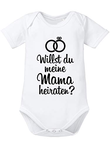 clothinx Willst du Meine Mama heiraten | Schönes Geschenk für den Antrag an die Partnerin | Qualitativ Hochwertig Bedruckt | 100% Bio-Baumwoll Baby-Body Bio Weiß Gr. 50-56 von clothinx