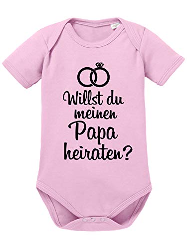 clothinx Willst Du Meinen Papa heiraten? | Schönes Geschenk für den Antrag an den Partner | Qualitativ Hochwertig Bedruckt | 100% Bio-Baumwoll Baby-Body Bio Hellrosa Gr. 74-80 von clothinx