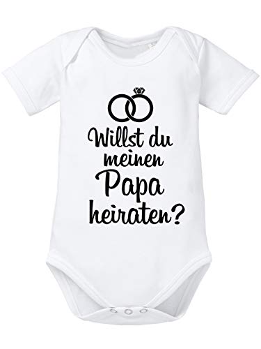 clothinx Willst Du Meinen Papa heiraten? | Schönes Geschenk für den Antrag an den Partner | Qualitativ Hochwertig Bedruckt | 100% Bio-Baumwoll Baby-Body Bio Weiß Gr. 74-80 von clothinx