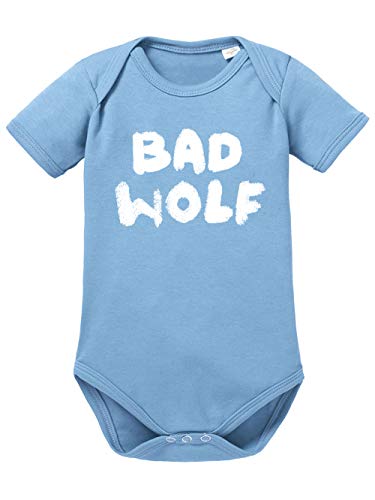 clothinx Bad Wolf | Serien und Zeitreise Text-Design Für Rose | Perfekt Für jeden Begleiter und alle Fans des Doktors Baby-Body Bio Himmelblau Gr. 68 von clothinx