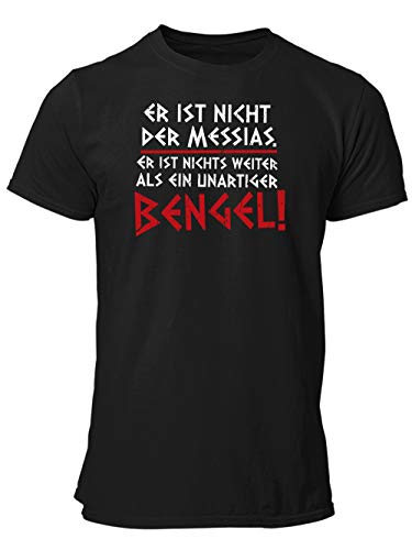 clothinx Brian Er Ist Nicht Der Messias Nur EIN Unartiger Bengel | Kult T-Shirt Zum Beliebten Filmklassiker | Perfekt Zur Steinigung Geeignet Herren T-Shirt Schwarz Gr. 3XL von clothinx