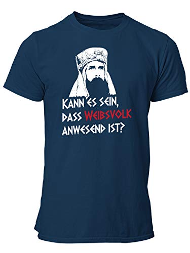 clothinx Kann es sein DAS Weibsvolk Anwesend ist | Tolles Geschenk für Latinisten Latein Lehrer und Kino-Fans | Kult Design Zum Beliebten Filmklassiker Herren T-Shirt Navy Gr. XL von clothinx