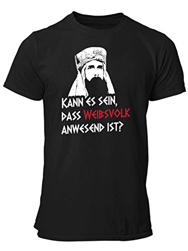 clothinx Kann es sein DAS Weibsvolk Anwesend ist | Tolles Geschenk für Latinisten Latein Lehrer und Kino-Fans | Kult Design Zum Beliebten Filmklassiker Herren T-Shirt Schwarz Gr. L von clothinx