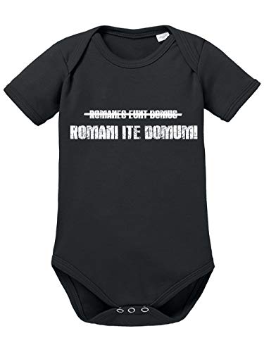 clothinx Brian Romani Ite Domum – Römer geht nach Hause | Tolles Geschenk für Latinisten Latein Lehrer und Kino-Fans | Kult Design Zum Beliebten Filmklassiker Baby-Body Bio Schwarz Gr. 68 von clothinx