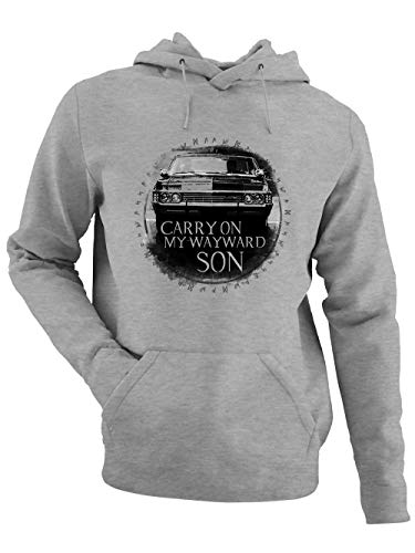 clothinx Carry On My Wayward Son | Kult Auto Fanartikel Join The Hunt | Geschenk zum Staffel und Serien-Finale Herren Kapuzen-Pullover Grau Gr. XXL von clothinx