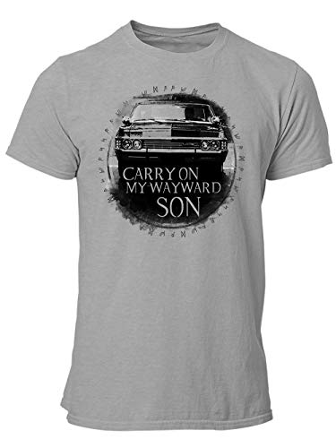 clothinx Carry On My Wayward Son | Kult Auto Fanartikel Join The Hunt | Geschenk zum Staffel und Serien-Finale Herren T-Shirt Grau Gr. L von clothinx