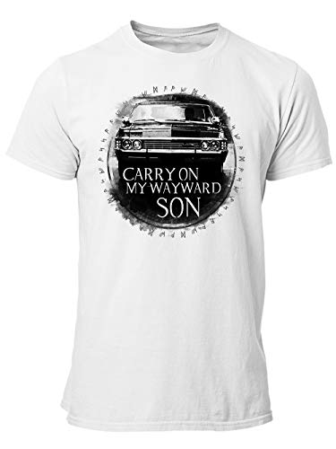 clothinx Carry On My Wayward Son | Kult Auto Fanartikel Join The Hunt | Geschenk zum Staffel und Serien-Finale Herren T-Shirt Weiß Gr. XL von clothinx