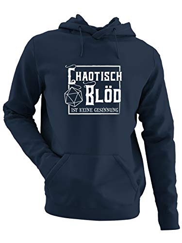 clothinx Chaotisch Blöd Ist Keine Gesinnung Pen & Paper Rollenspiel Design auch für Hobby-Abenteurer | Auch Super Für Den Spielleiter-Meister geeignet Herren Kapuzen-Pullover Navy Gr. 3XL von clothinx