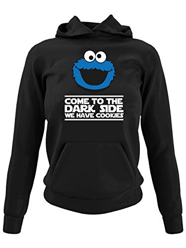 clothinx Come to The Dark Side - We Have Cookies - Lustiges Keks-Monster Motiv Damen Kapuzen-Pullover Schwarz Gr. M von clothinx