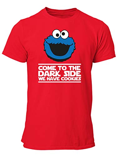 clothinx Come to The Dark Side - We Have Cookies - Lustiges Keks-Monster Motiv Herren T-Shirt Rot Gr. L von clothinx