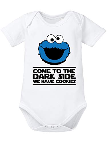 clothinx Come to the Dark Side - We Have Cookies - Lustiges Krümelmonster Motiv Baby-Body Bio Weiß Gr. 74-80 von clothinx