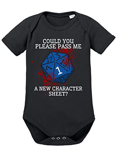 clothinx Could You Please Pass Me A New Character Sheet Pen and Paper RPG Baby Body Bio Schwarz Gr. 62 von clothinx
