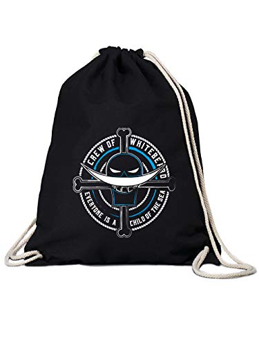 clothinx Crew of Whitebeard Piraten Anime und Manga Design | Crossbone Newgate Freibeuter Schädel | Perfekt für Cosplay Fans und die nächste Convention Gym-Bag Turn-Beutel Schwarz von clothinx