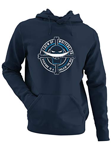 clothinx Crew of Whitebeard Piraten Anime und Manga Design | Crossbone Newgate Freibeuter Schädel | Perfekt für Cosplay Fans und die nächste Convention Herren Kapuzen-Pullover Navy Gr. M von clothinx