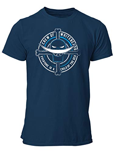 clothinx Crew of Whitebeard Piraten Anime und Manga Design | Crossbone Newgate Freibeuter Schädel | Perfekt für Cosplay Fans und die nächste Convention Herren T-Shirt Navy Gr. M von clothinx