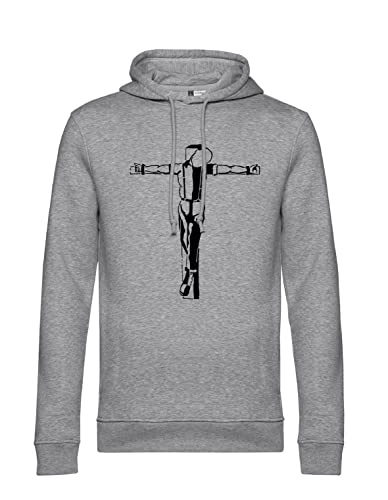 clothinx Crucified Skinhead – Spirit of `69 | Trage den Stolz auf die Subkultur, OI & Ska Bio und Fair Herren Kapuzen Pullover Grau Gr. L von clothinx