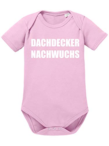 clothinx Dachdecker Nachwuchs Lustiges Geschenk zur Geburt Baby Body Bio Hellrosa Gr. 62 von clothinx