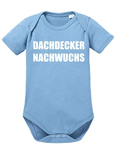 clothinx Dachdecker Nachwuchs Lustiges Geschenk zur Geburt Baby Body Bio Himmelblau Gr. 68 von clothinx