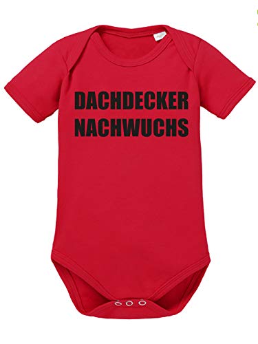 clothinx Dachdecker Nachwuchs Lustiges Geschenk zur Geburt Baby Body Bio Rot Gr. 50-56 von clothinx