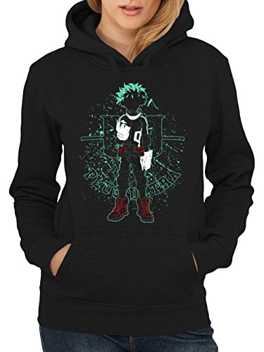 clothinx Damen Kapuzenpullover My Hero - Deku Plus Ultra Schwarz Gr. M von clothinx