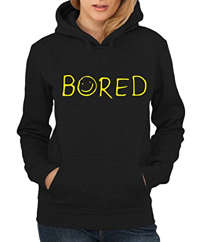 clothinx Damen Kapuzenpullover Sherlock Bored Schwarz Gr. L von clothinx