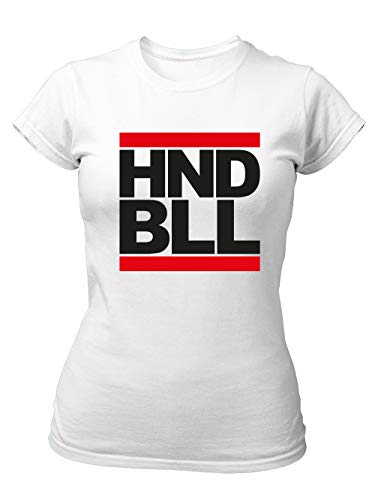 clothinx Damen T-Shirt Fit Handball EM 2023 HNDBLL Weiß/Schwarz Größe XL von clothinx