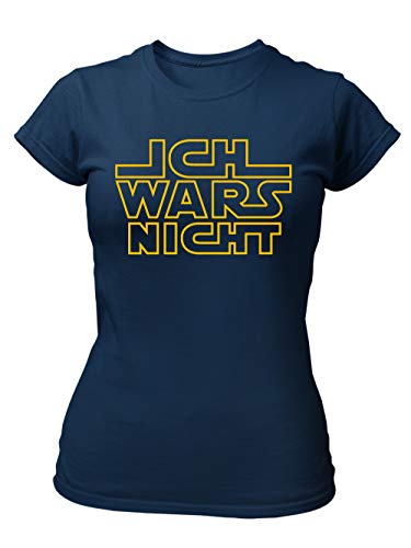 clothinx Damen T-Shirt Sprüche Ich Wars Nicht Navy/Gelb Größe XXL von clothinx
