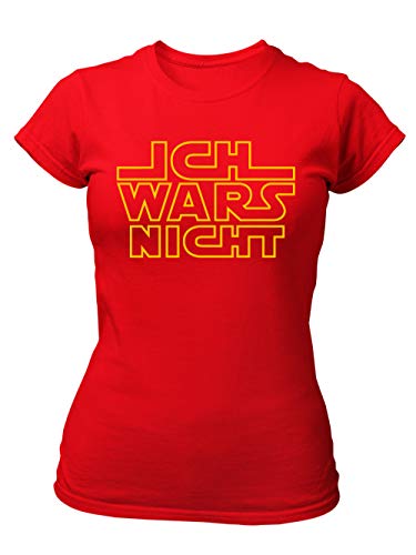 clothinx Damen T-Shirt Sprüche Ich Wars Nicht Rot/Gelb Größe L von clothinx