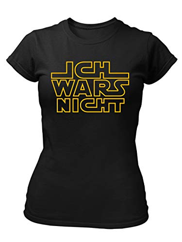clothinx Ich Wars Nicht Frauen T-Shirt - Sprüche Shirt Damen - Statement - lustige Geschenkidee Schwarz/Gelb Größe L von clothinx