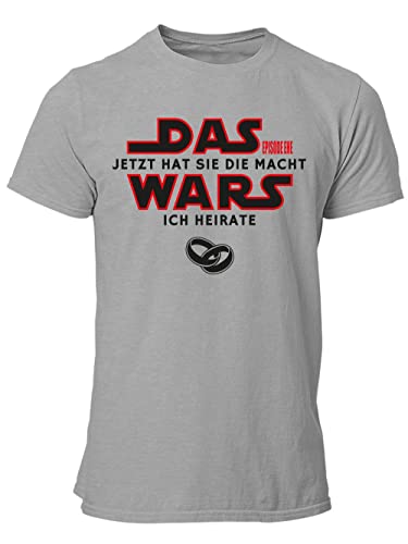 clothinx Das Wars - Jetzt hat sie die Macht - Ich heirate Männer JGA Kombi T-Shirt Bio & Fair Grau/SchwarzRot Größe XXL von clothinx