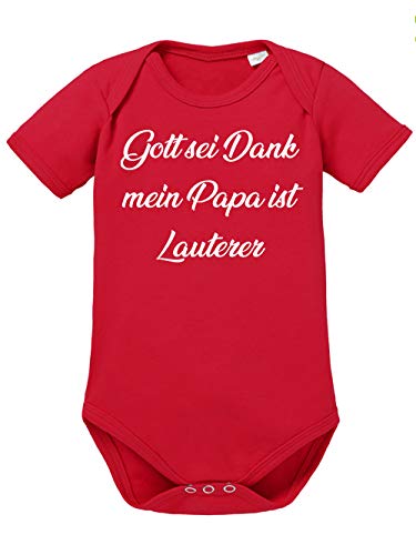 clothinx Gott Sei Dank, mein Papa ist Lauterer, Lustiges Fussballmotiv Baby Body Bio Rot Gr. 62 von clothinx