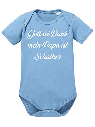 clothinx Gott Sei Dank, mein Papa ist Schalker, Lustiges Fussballmotiv Baby Body Bio Himmelblau Gr. 50-56 von clothinx