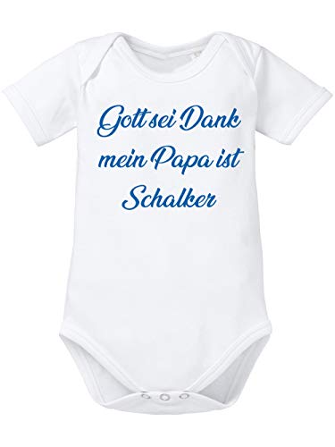 clothinx Gott Sei Dank, mein Papa ist Schalker, Lustiges Fussballmotiv Baby Body Bio Weiß Gr. 68 von clothinx