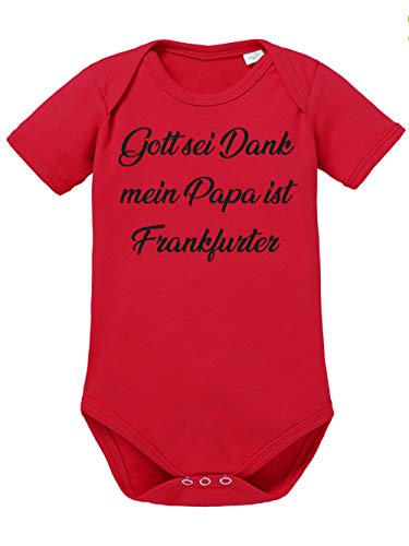 clothinx Gott Sei Dank, mein Papa ist Frankfurter, Lustiges Fussballmotiv Baby Body Bio Rot Gr. 68 von clothinx