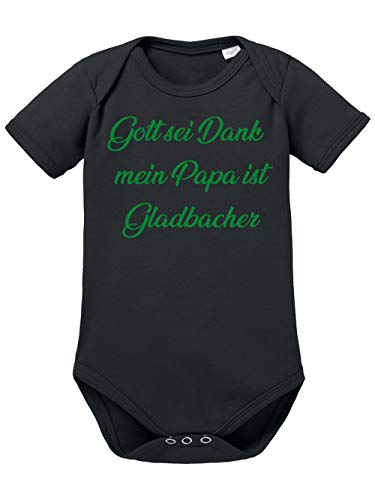 clothinx Gott Sei Dank, mein Papa ist Gladbacher, Lustiges Fuallmotiv Baby Body Bio Schwarz Gr. 74-80 von clothinx