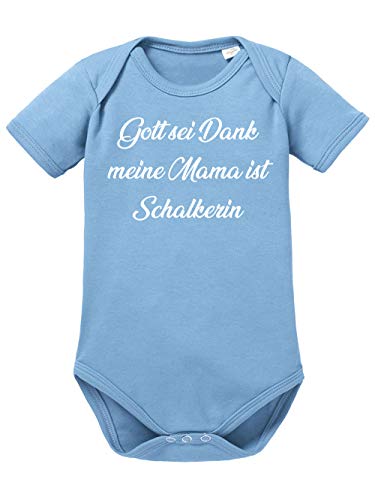 clothinx Gott Sei Dank, meine Mama ist Schalkerin, Lustiges Fussballmotiv Baby Body Bio Himmelblau Gr. 62 von clothinx