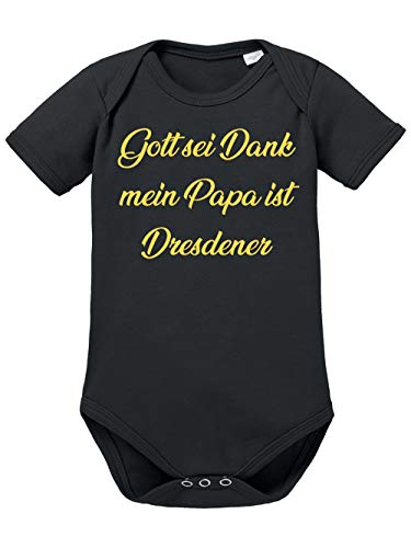 clothinx Gott sei Dank, mein Papa ist Dresdener, Lustiges Fussballmotiv Baby Body Bio Schwarz Gr. 74-80 von clothinx