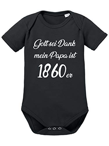 clothinx Gott sei Dank mein Papa ist 1860er | Lustiges Stadt und Fußballmotiv | Das ist Nachwuchsförderung auf bayrisch | Fußball ist unser Leben Baby-Body Bio Schwarz Gr. 62 von clothinx