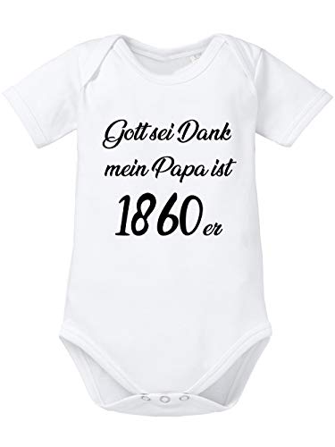clothinx Gott sei Dank mein Papa ist 1860er | Lustiges Stadt und Fußballmotiv | Das ist Nachwuchsförderung auf bayrisch | Fußball ist unser Leben Baby-Body Bio Weiß Gr. 68 von clothinx