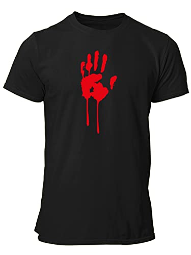 clothinx Halloween Bluthand Männer T-Shirt Bio & Fair Schwarz Größe XL von clothinx