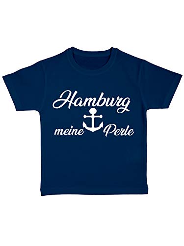 clothinx Hamburg, Meine Perle, Lustiges Fussballmotiv Kinder Bio T-Shirt Navy Gr. 116 von clothinx