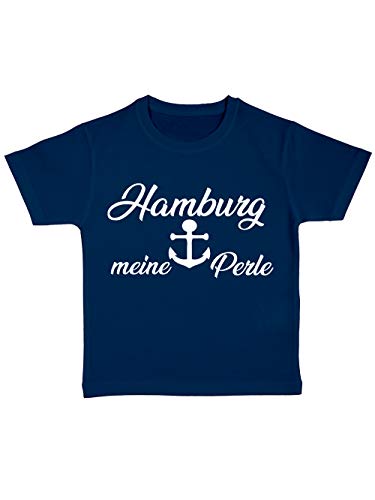 clothinx Hamburg, Meine Perle, Lustiges Fussballmotiv Kinder Bio T-Shirt Navy Gr. 92 von clothinx