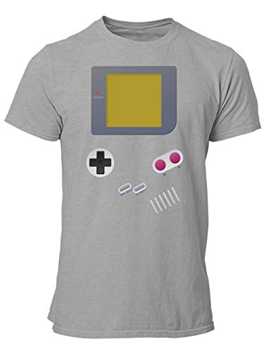 clothinx Handheld Konsole im Vintage 90er Jahre Retro Print | Gamer | Nerd | Geek | Computer Freak | LAN-Party | Herren T-Shirt Grau Gr. L von clothinx