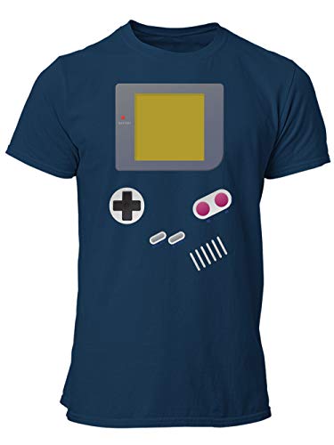 clothinx Handheld Konsole im Vintage 90er Jahre Retro Print | Gamer | Nerd | Geek | Computer Freak | LAN-Party | Herren T-Shirt Navy Gr. L von clothinx